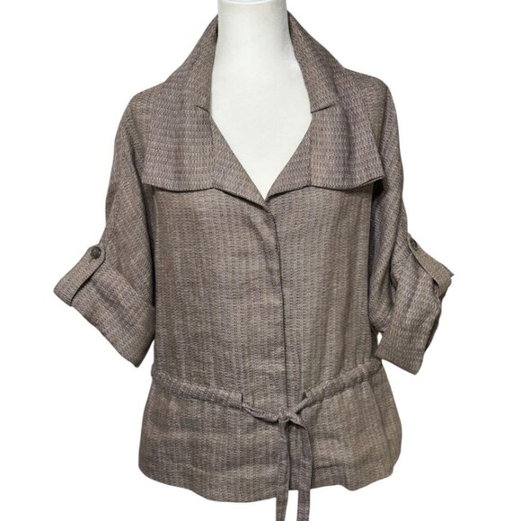 Nurture 100%‎ Linen Boho Layering Jacket with Roll-Up Sleeve Women's Size 12 - Picture 7 of 7